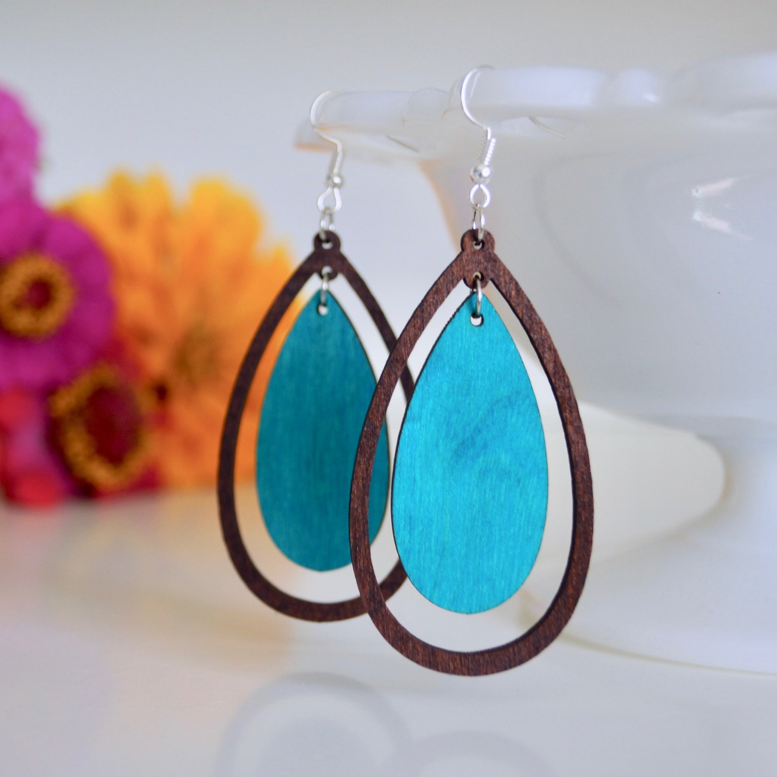 Laser Cut Wooden Earrings Brown Earrings Wood Earrings Etsy