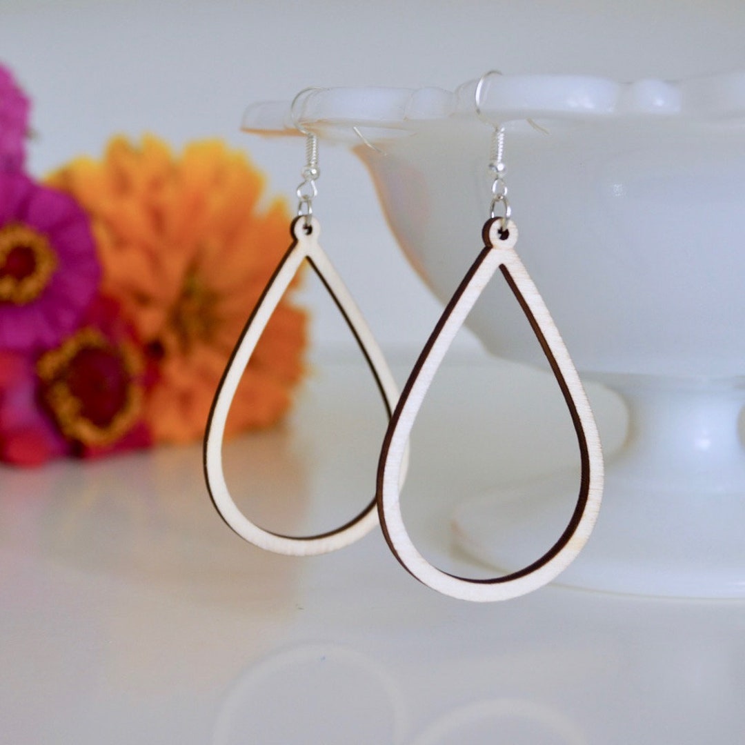 Laser Cut Wooden Earrings Brown Earrings Wood Earrings Etsy