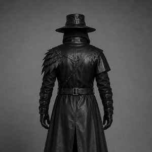 plague doctor costume, leather plague doctor, black leather armor, full plague doctor, leather bird mask, gothic leather coat, plague doctor robe, black leather boots, leather shoulder armor, bird mask costume, plague doctor outfit, handmade leather armor, long leather coat, gothic plague doctor, leather gauntlets, plague doctor mask, black leather belt, leather knee boots, custom plague doctor, renaissance plague doctor
