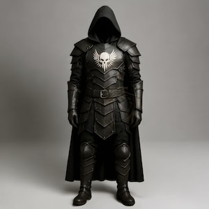 dark knight armor, gothic cosplay armor, medieval leather armor, printed skull costume, fantasy knight outfit, black warrior armor, hooded cosplay costume, larp knight gear, genuine leather armor, skull chestplate armor, renaissance fair costume, gothic medieval armor, cosplay battle armor, halloween knight costume, warrior cosplay outfit, medieval cosplay cloak, fantasy armor for men, black knight outfit, skull design cosplay, gothic larp costume ,leather armor , halloween armor , armors