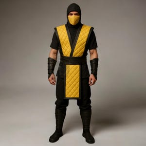 Scorpion Ninja Costume | Mortal Kombat Leather Armor | Halloween Cosplay Outfit for Men & Women
