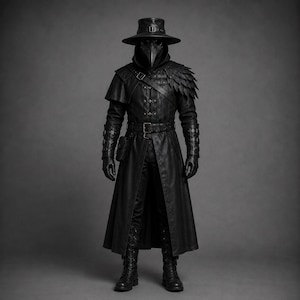 plague doctor costume, leather plague doctor, black leather armor, full plague doctor, leather bird mask, gothic leather coat, plague doctor robe, black leather boots, leather shoulder armor, bird mask costume, plague doctor outfit, handmade leather armor, long leather coat, gothic plague doctor, leather gauntlets, plague doctor mask, black leather belt, leather knee boots, custom plague doctor, renaissance plague doctor