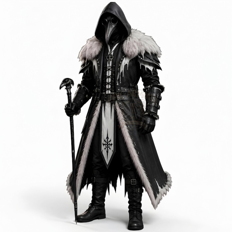 Renaissance Medieval Viking Costume | Men's Warrior Leather Fur Trim Coat | LARP Halloween Rave Outfit