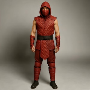 Red Ninja Warrior Cosplay Costume | Mortal Kombat Assassin Outfit | Scorpion Inspired Halloween Armor Suit