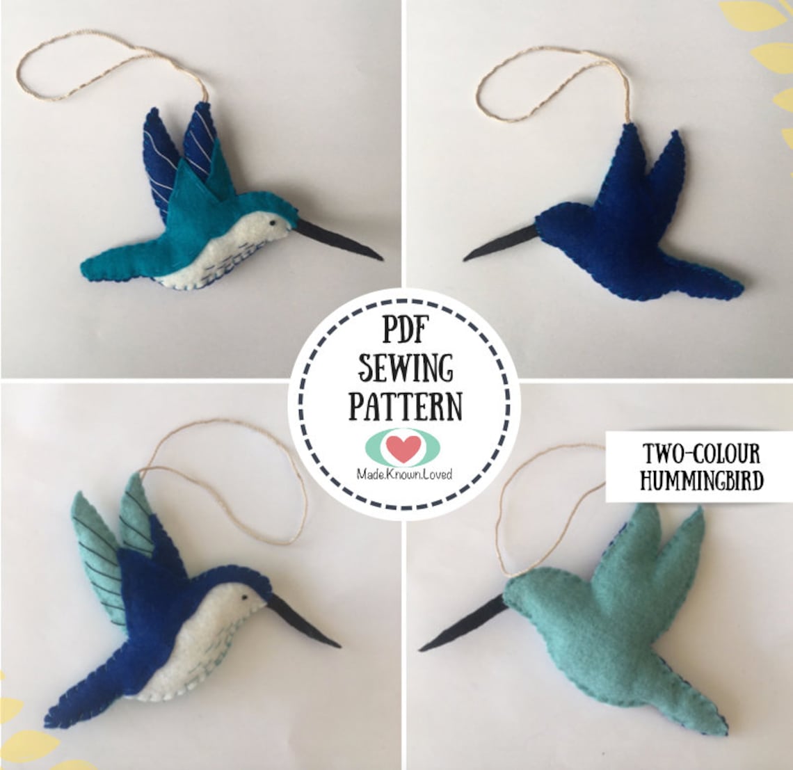 Hummingbird Sewing Pattern PDF Felt Hummingbird DIY Etsy