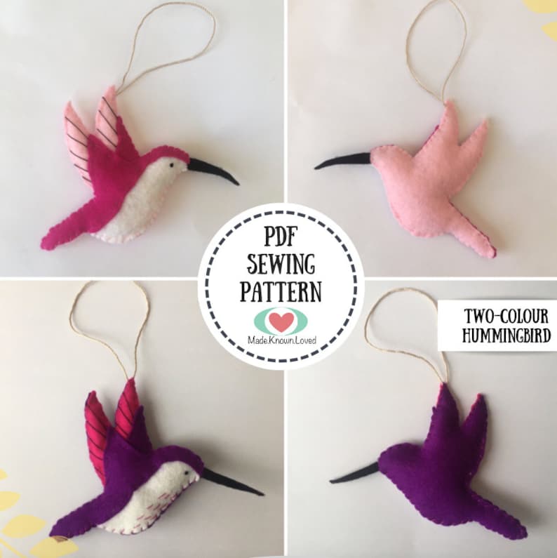 Hummingbird Sewing Pattern PDF Felt Hummingbird DIY Etsy