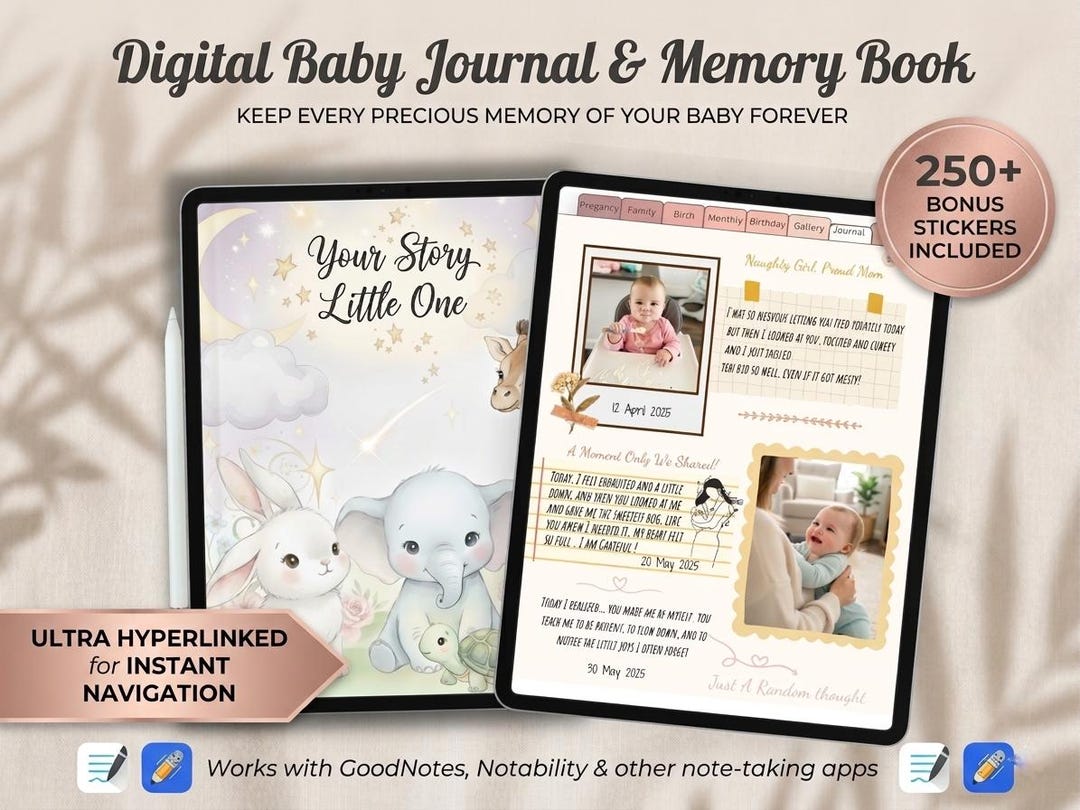 Digital Baby Memory Book for Goodnotes, Pregnancy Journal to First Year ...