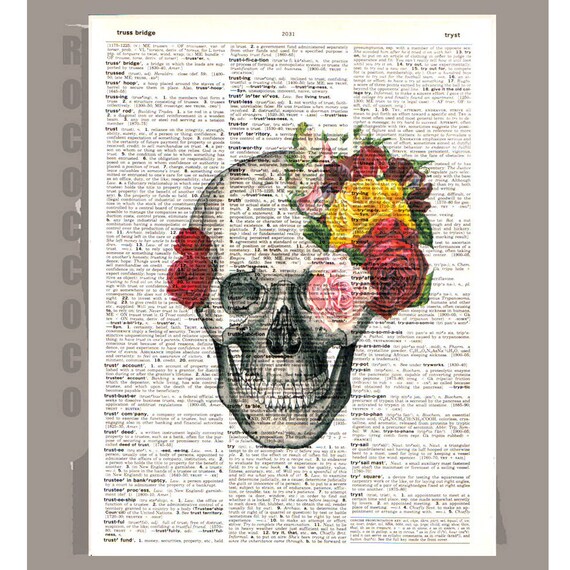 insieme di 3 Carta da regalo teschio con rose