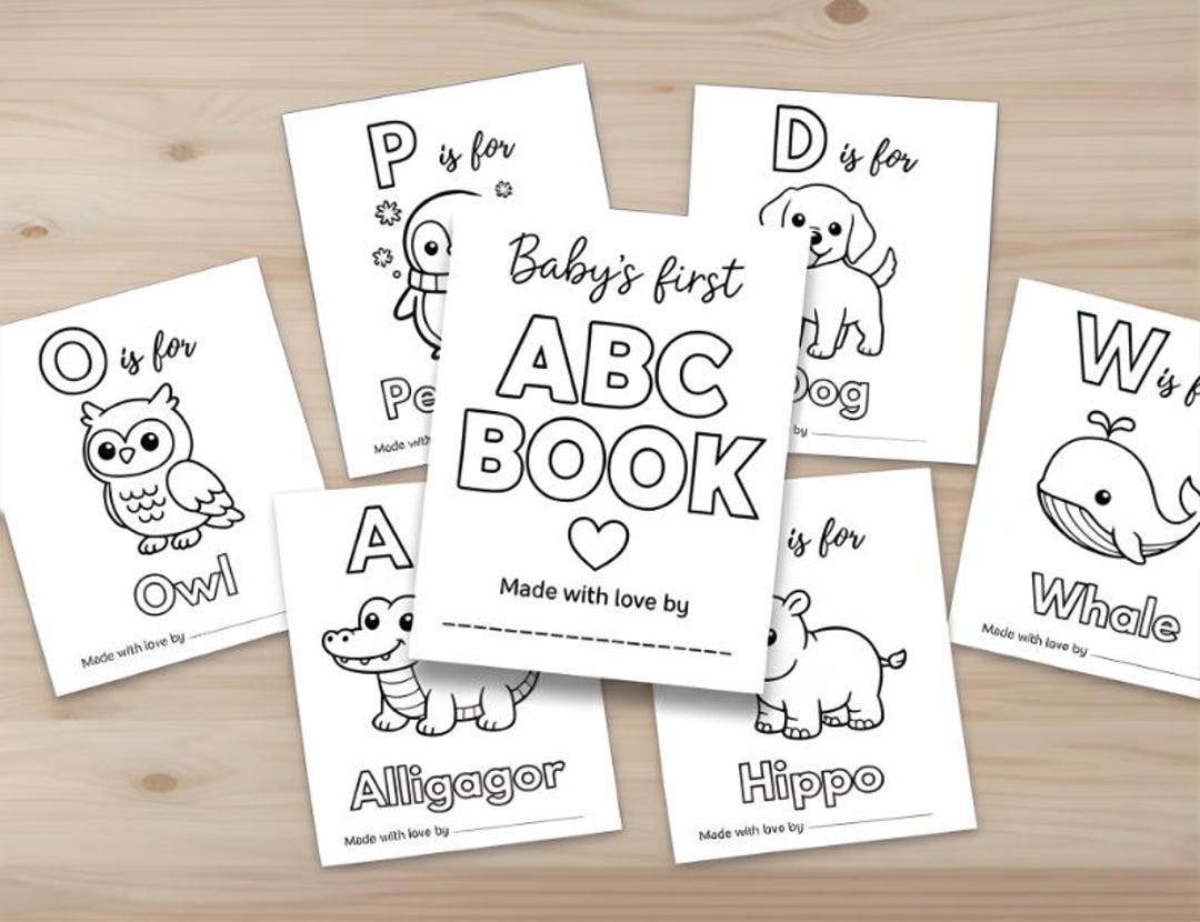 ABC Coloring Book, Baby’s First ABC Book Printable, Baby Shower ...