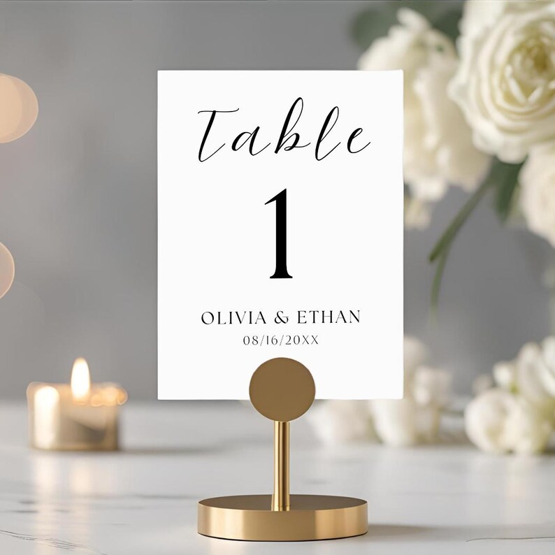 Modern Digital Table Number Printable | Bold Minimalist Design for ...