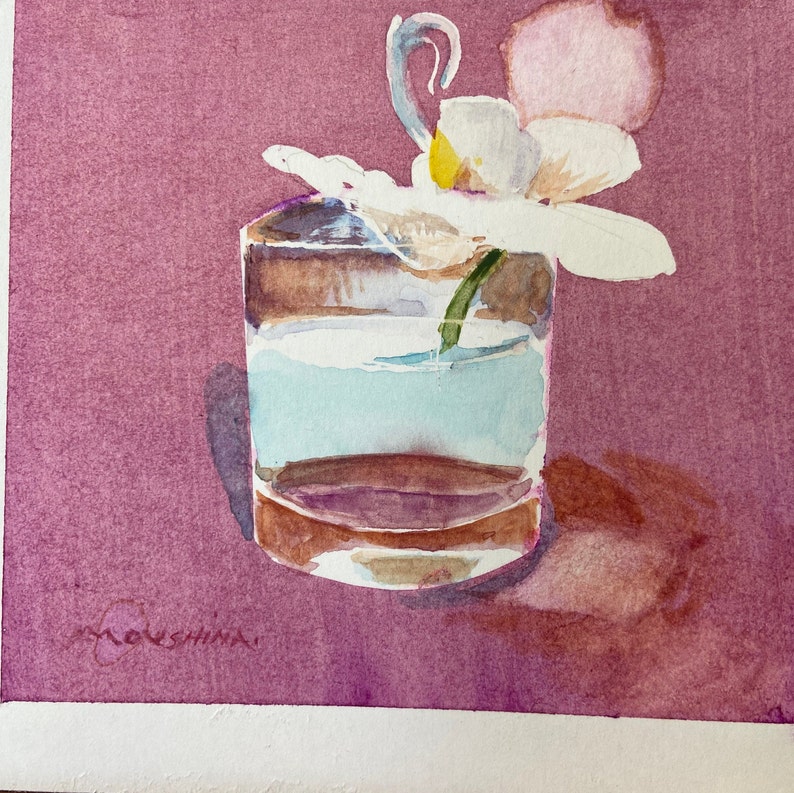 A Glass of Water Still Life No 1 Original Watercolor Painting by Marina ...