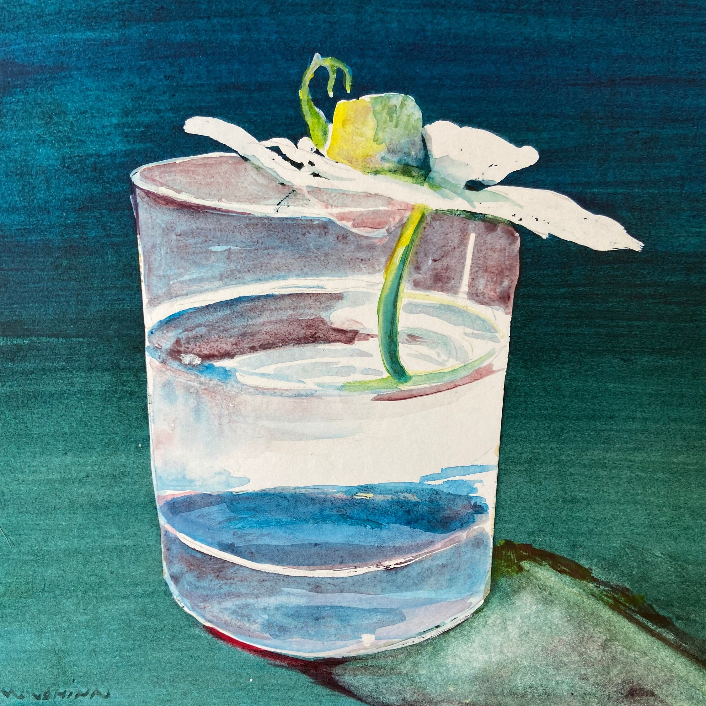 A Glass of Water Still Life No 3 Original Watercolor Painting by Marina ...