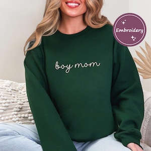 Boy Mom Embroidered Sweatshirt,Unisex Crewneck Mom Life,Mother&#39;s Day Gift,Boy Mama Embroidered Sweatshirt