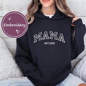 Custom Embroidered Mama Hoodie,Personalized Mama Hoodie,Gift For New Mom,Pregnancy Announcement,Christmas Mama Gift,Year Hoodie for Holiday