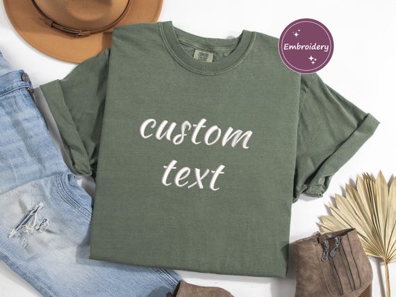Personalized Embroidered Comfor Colors Shirt, Custom T-Shirt, Embroidered Tee,Embroidered T-Shirt, Custom Embroidered Shirt,Custom Tee