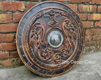 Handcrafted Wooden Viking Shield - Historical Replica Shield | Gift for Him