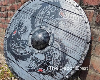 Wooden Viking Shield, Dragon Shield - Gift For Him, Wall Decor
