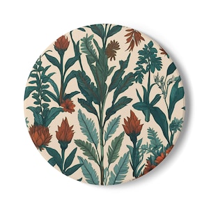 Floral Ceramic Coaster Set, Botanical Home Decor, Drink Coasters for Coffee Tables, Gift for Garden Lovers, Eco-Friendly Coaster