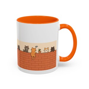 Cat Wall Climbing Mug -Cute Cats on Brick Wall - Funny Escape Cat Mug - Colorful Animal Cup - Gift for Cat Lovers