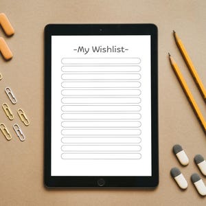 Minimalistische Wunschliste zum Ausdrucken | Schwarz und Weiß Wunschliste PDF | A4 A5 US Letter | Sofortdownload | Einfaches & elegantes Design