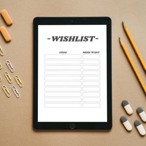 Wunschliste Druckbare Vorlage | Minimalistische Wunschliste PDF | Müssen oder wollen Checkliste | A4 A5 Letter Format | Sofortdownload | Wunschliste PDF
