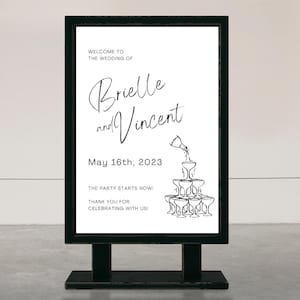 Editable Welcome to our Wedding Sign, Wedding Welcome Sign Template, Modern Elegant Wedding Welcome Sign, Black White Wedding Welcome Sign