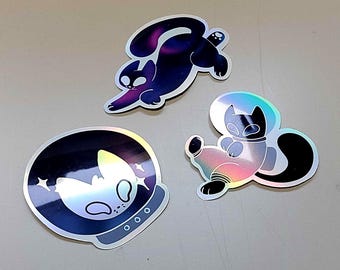 Astro-Kitties Holographic Space Themed Cat Stickers!!