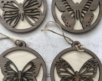 Wood Butterfly Ornaments
