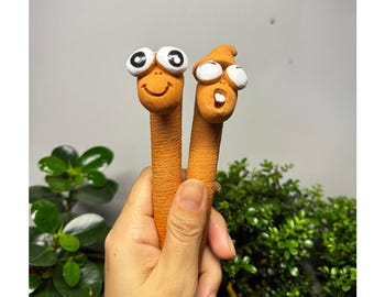Handgemachte Ton Wurm Figuren: Goofy Terrakotta Blumentopf Ornamente