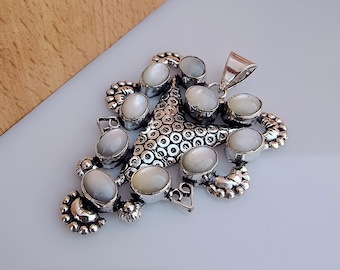 Natuurlijke maansteenhanger, 925 sterlingverzilverde handgemaakte sieraden