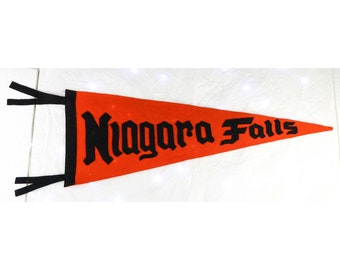 Nagara Falls Felt Pennant Large 23” Size Gorgeous Orange & Black * RARE FIND *