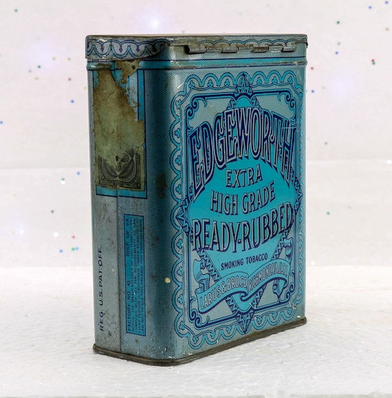 hinged tobacco tin Edgeworth Tobacco Tin • Tall 3-1/2 oz Hinged Top • Antique Tobacciana •  4.5