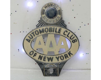 Vintage AAA Plate Topper • HONOR MEMBER Automobile Club of New York • Very Low Miles • Original Unrestored Uncleaned Near Perfect Condition