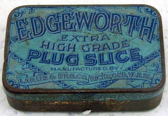 ＊ 40s - 50s U.S. 古い Tin缶 EDGEWORTH ＊ Vintage Edgeworth Tobacco Tin Edgeworth Plug Slice Tobacco