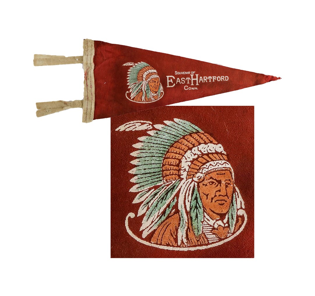 Vintage Connecticut Souvenir Pennant Mohegan Native American EAST