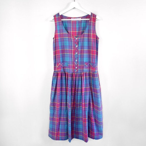 Vintage madras plaid tank dress (size S)