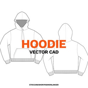 hoodie sweatshirt CAD sketch digital illustration vector file AI image 1