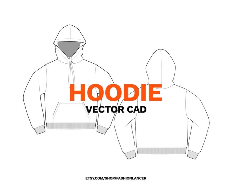 hoodie sweatshirt CAD sketch digital illustration vector file AI image 1