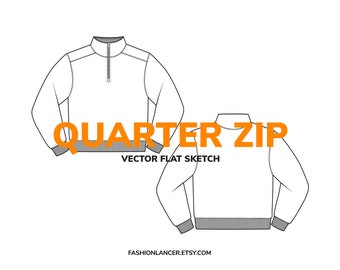 mock neck quarter zip pullover sweatshirt sketch digital illustration vector file (AI)