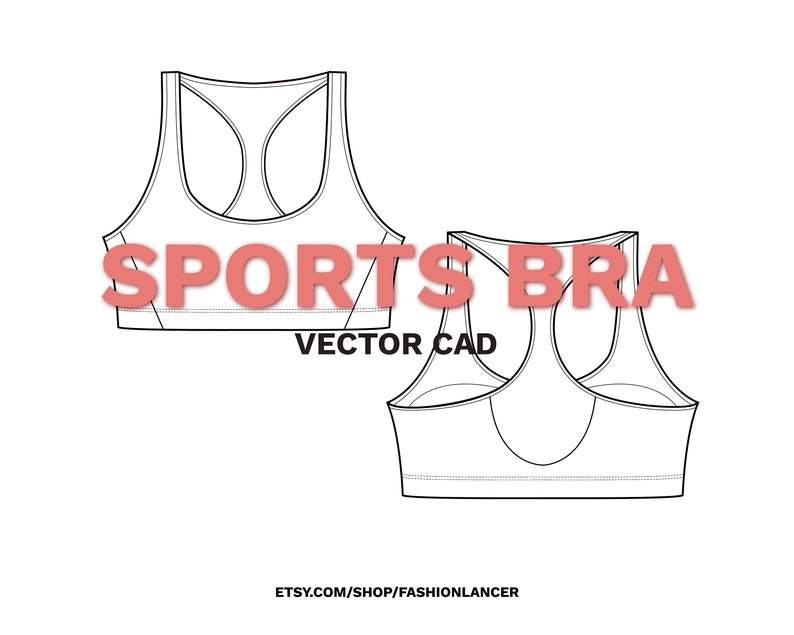 racerback sports bra top CAD sketch digital illustration vector file AI image 5