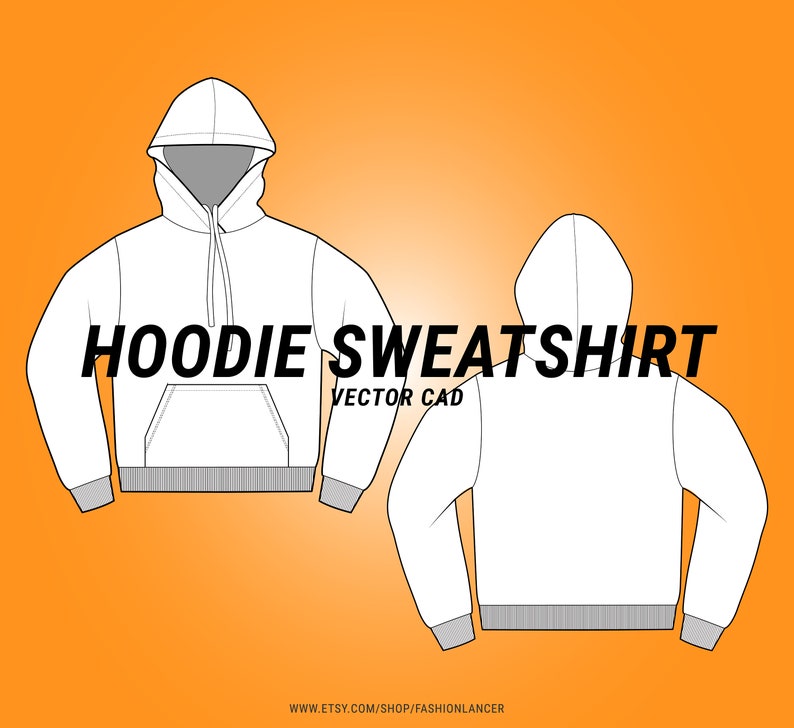 hoodie sweatshirt CAD sketch digital illustration vector file AI image 2