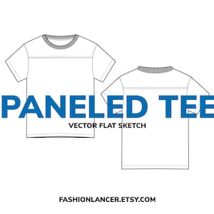 crew neck short sleeve tshirt • CAD vector flat sketch • digital fashion illustration template for tech packs & graphic mockups (AI)