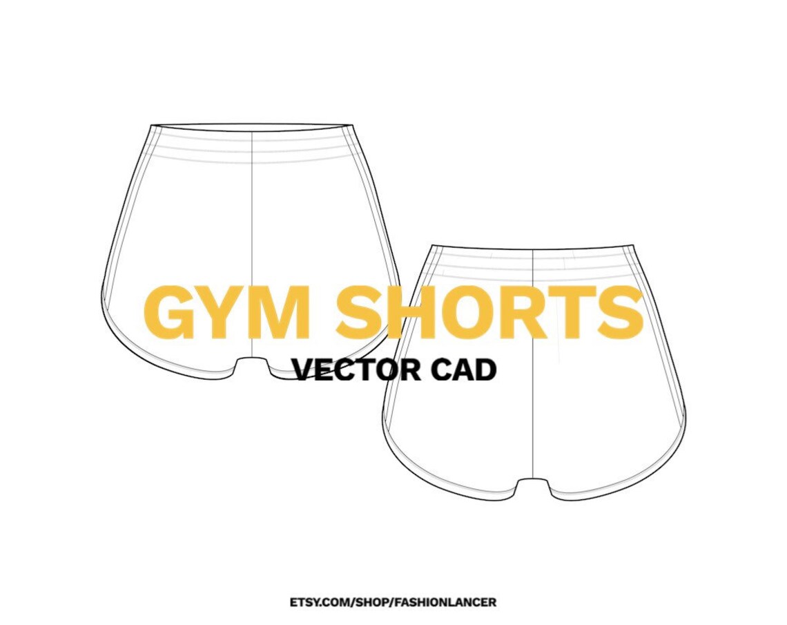 Athletic Shorts Panel CAD Sketch Digital Illustration Vector - Etsy
