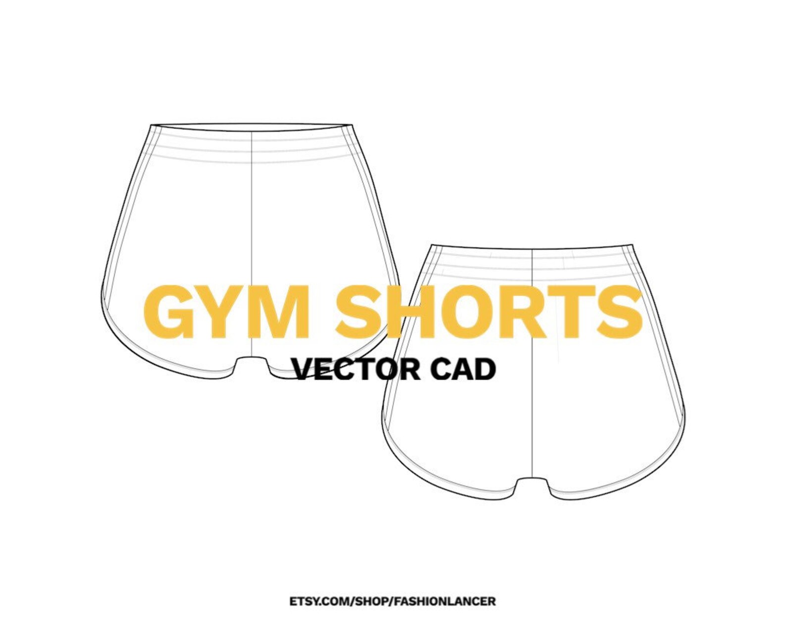 Athletic Shorts Panel CAD Sketch Digital Illustration Vector Etsy