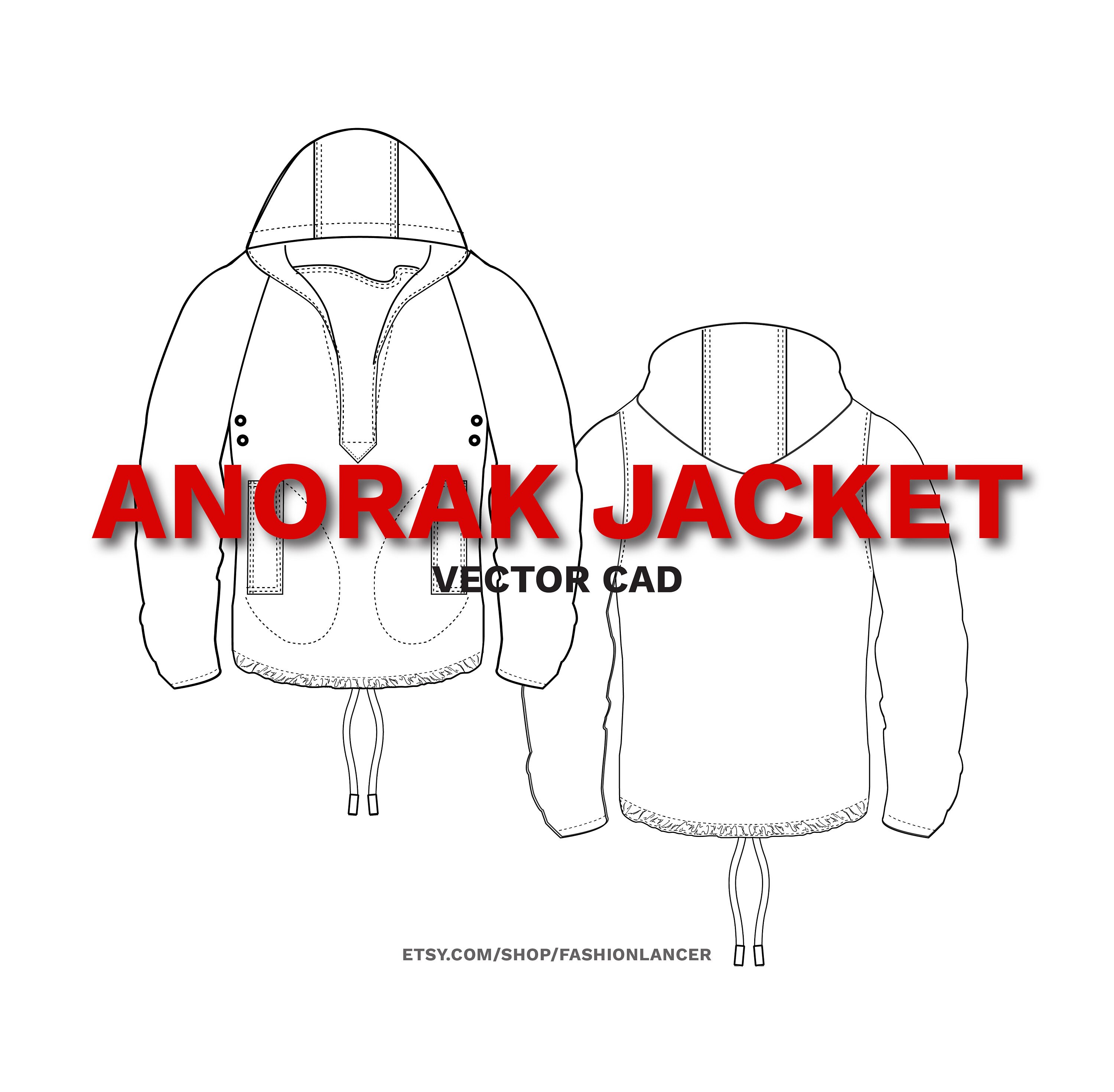 Pullover Anorak Jacket / Hooded Windbreaker Digital Template