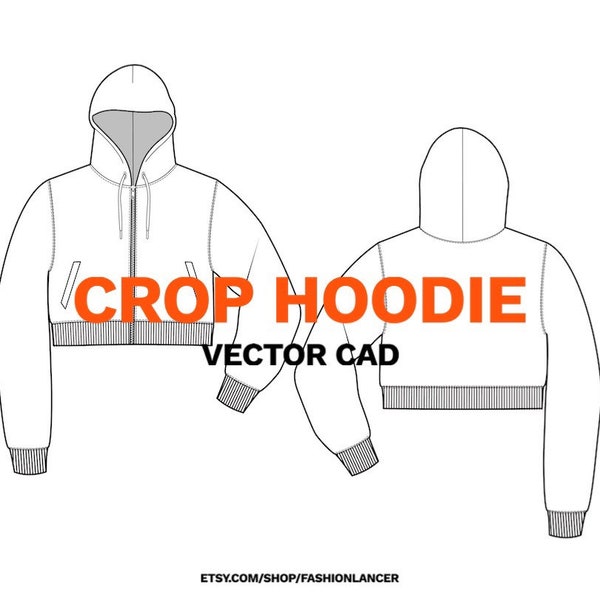 zip up hoodie sweatshirt CAD sketch digital illustration vector file (AI)