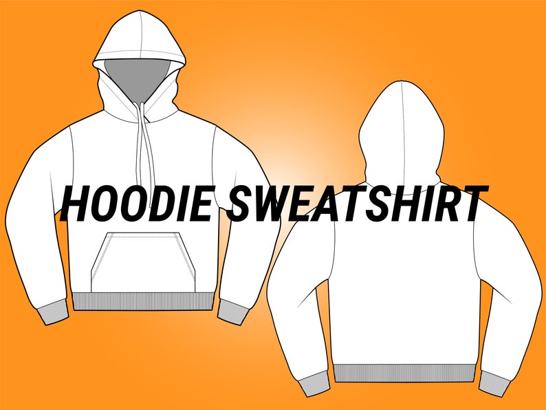 hoodie sweatshirt CAD sketch digital illustration vector file AI image 4