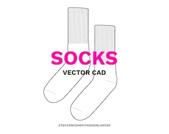 tube socks / athletic socks CAD sketch digital illustration vector file (AI)