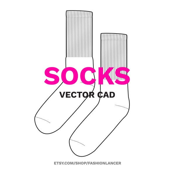 tube socks / athletic socks CAD sketch digital illustration vector file (AI)