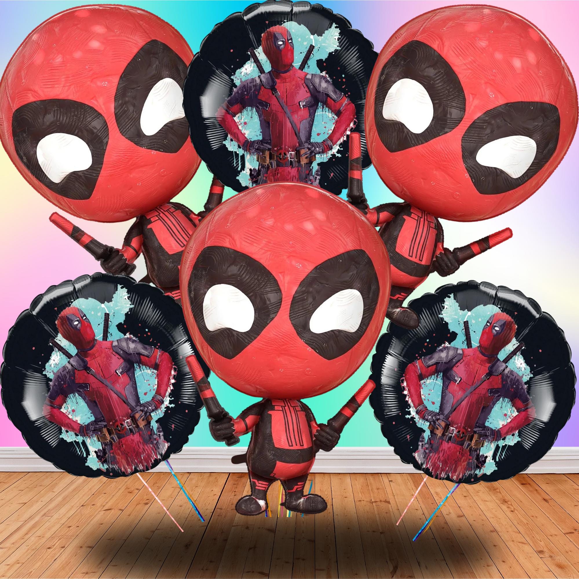 Deadpool Bouquet Latex Foil Balloons for Theme Party Decoration ...